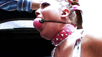 Pink Babes Carboot Bondage And Ballgagged Restraints Of Hardcore Blowjob Damsel In Distress Giving Sexual Service Outside To Her Dominants